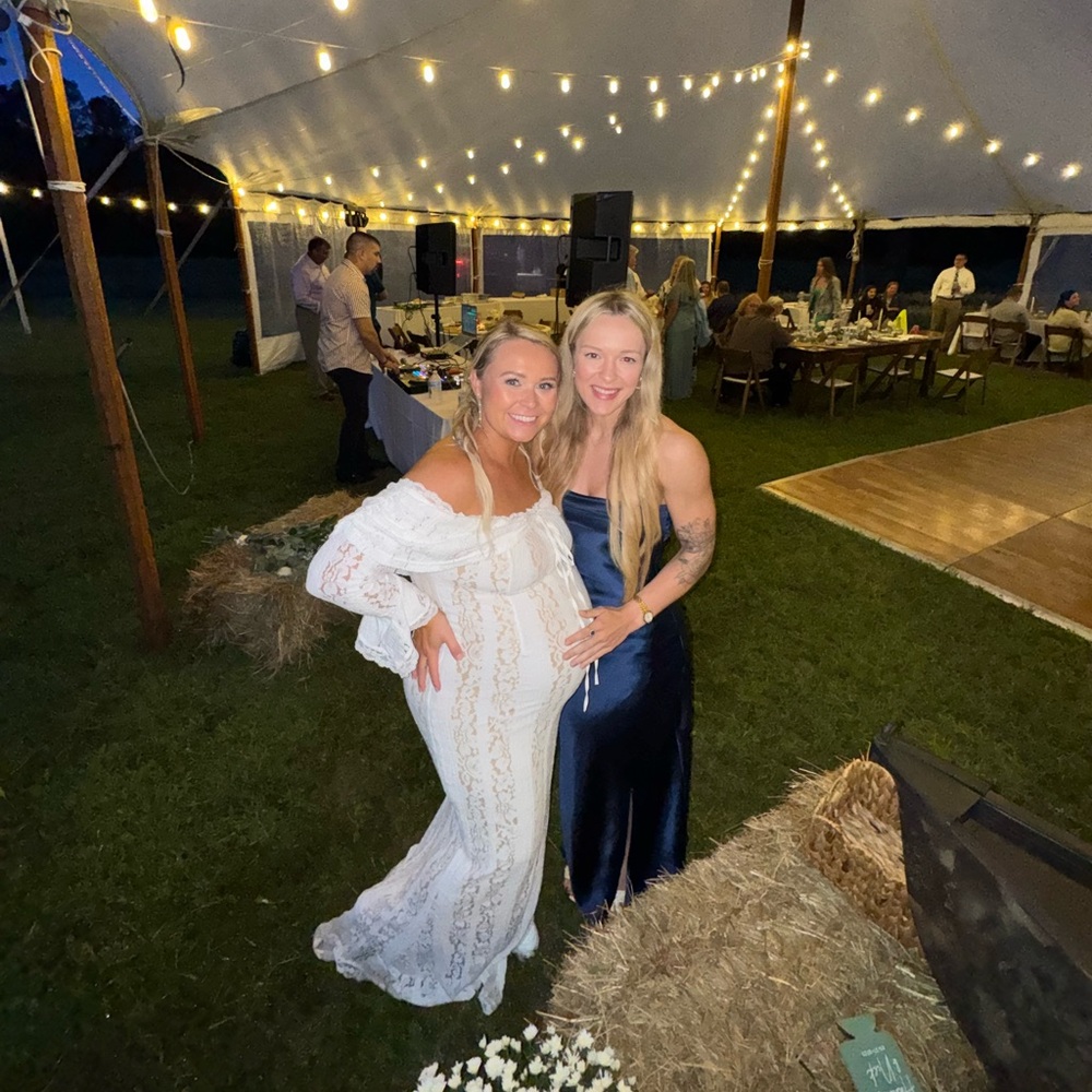 Elegant White Long Sleeve Maternity Dress